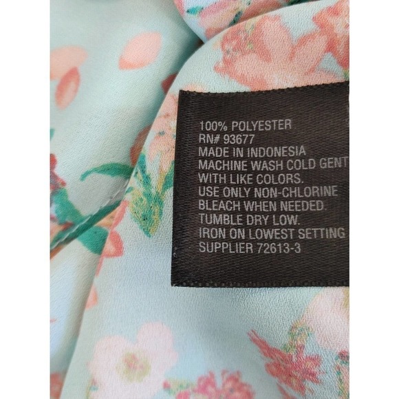 Worthington Top Women's Size 0X Shirt Short Flutter Sleeve Blue Floral Lightweig - Picture 5 of 5